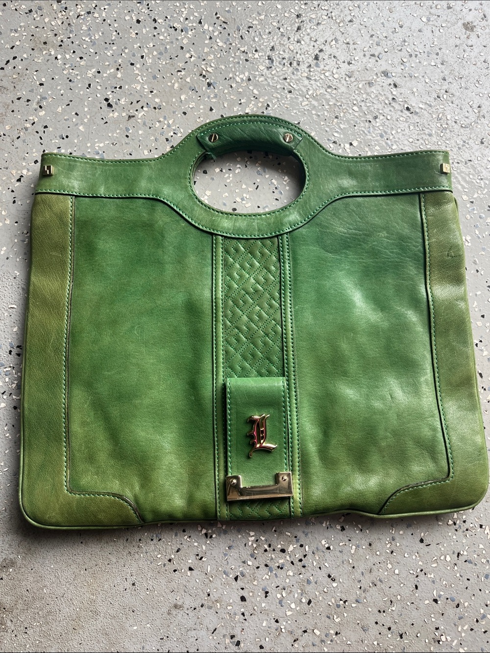 L.A.M.B. Green Leather Handheld Tote Bag